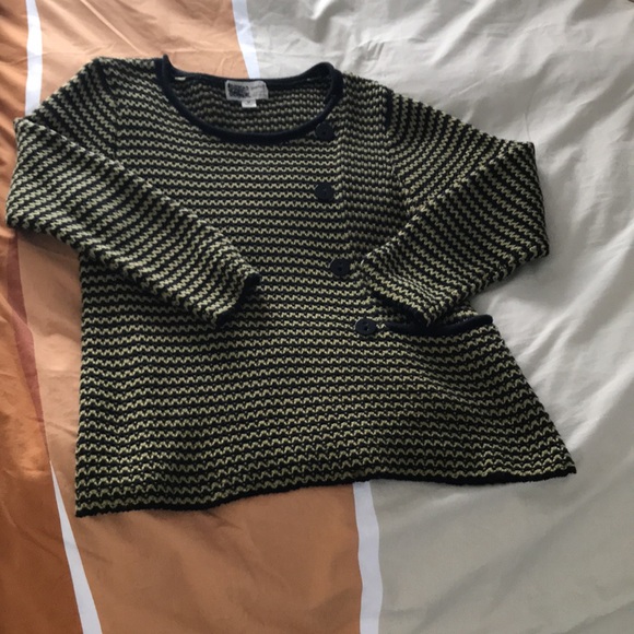 Olive green and black striped cotton Habitat sweater - Picture 4 of 12